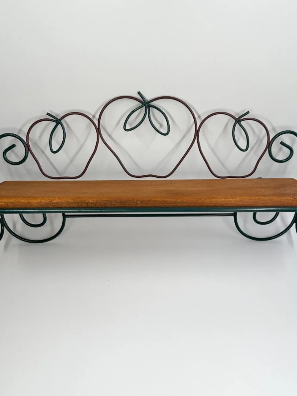 Vtg Wood Metal Apple Wall Shelf Cottagecore Farmhouse Farm Country Teacher